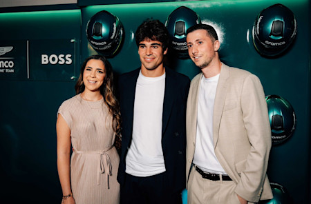 I / AM competition winners Terry Iakovou and Francesca Scardera meet Lance in their bespoke BOSS outfits