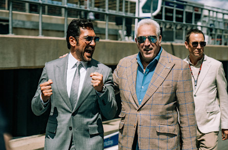 Aston Martin Aramco Executive Chairman Lawrence Stroll joined actor Javier Bardem for some filming in the pitlane for the new F1 film slated for release in summer 2025.