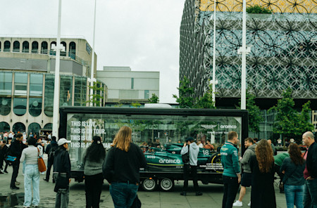 The Aston Martin Aramco F1 car and thunderous DBX707 captured the imagination in Birmingham's Centenary Square.